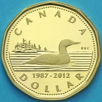 Канада 1 доллар 2012 год.Серебро. Пруф. 25 лет луни.