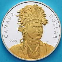 Канада 1 доллар 2007 год. Тайенданегеа. Серебро, позолота. Пруф.