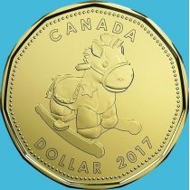 Канада 1 доллар 2017 год. Подарок. Лошадка-качалка