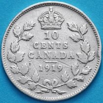 Канада 10 центов 1919 год. Серебро.