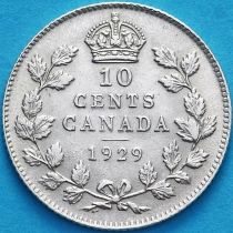 Канада 10 центов 1929 год. Серебро.