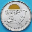 Монета Канада 25 центов 2011 год. Сапсан. Цветная