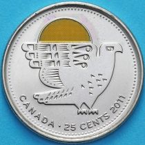 Канада 25 центов 2011 год. Сапсан. Цветная