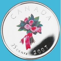 Канада 25 центов 2007 год. Свадебный букет. Цветная