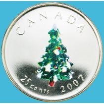 Канада 25 центов 2007 год. Рождество. Цветная