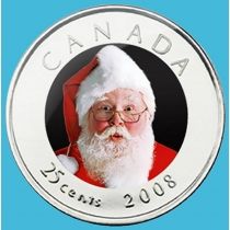 Канада 25 центов 2008 год. Рождество. Цветная