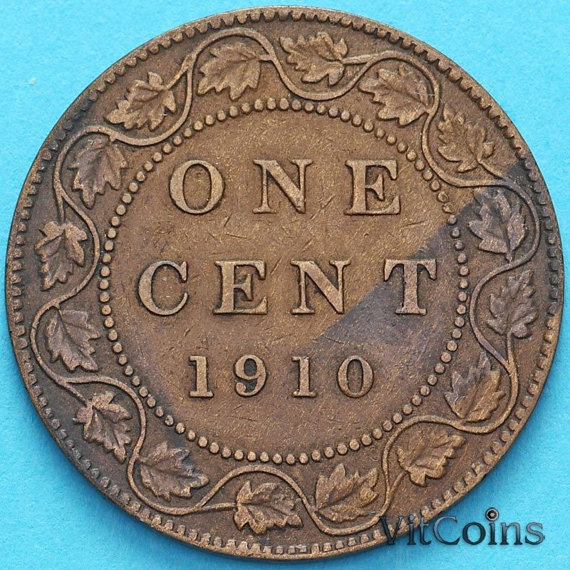 Монета Канада 1 цент 1910 год.