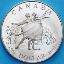 Канада 1 доллар 2001 год. Балет. Серебро. Пруф.