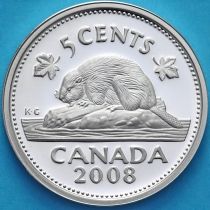 Канада 5 центов 2008 год. Серебро. Пруф.