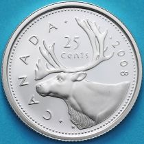 Канада 25 центов 2008 год. Серебро. Пруф.