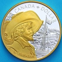 Канада 1 доллар 2008 год. 400 лет основания Квебека. Серебро, позолота. Пруф.