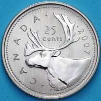 Канада 25 центов 2007 год. Матовая. Пруф.