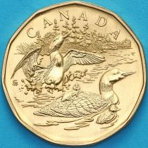 Канада 1 доллар 2002 год. Гагара с птенцами. Матовая. Пруф