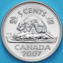 Канада 5 центов 2007 год. Матовая. Пруф.