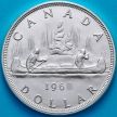 Монета Канада 1 доллар 1963 год. Каноэ. Серебро.
