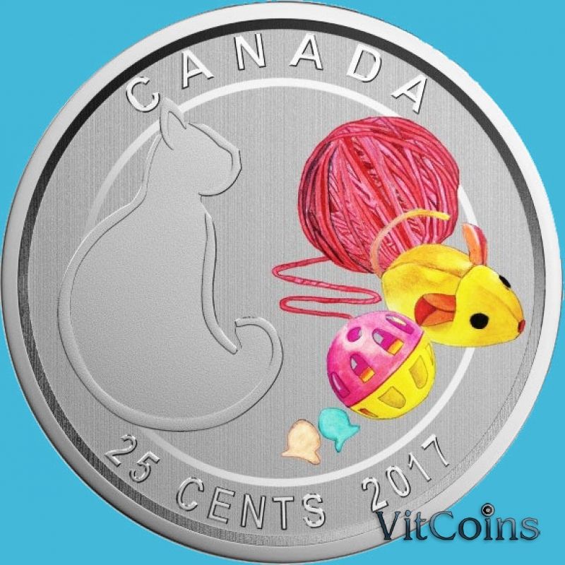 Монета Канада 25 центов 2017 год. Моя любимая кошка. Буклет