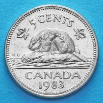 Канада 5 центов 1982-1989 год. Канадский бобр.