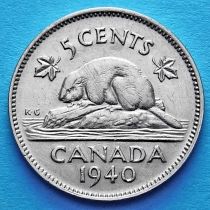 Канада 5 центов 1940 год. Канадский бобр.
