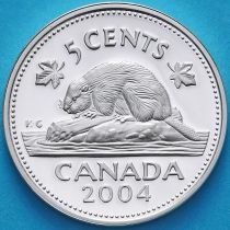 Канада 5 центов 2004 год. Серебро. Пруф.