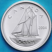 Канада 10 центов 2004 год. Серебро. Пруф.