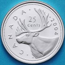 Канада 25 центов 2004 год. Серебро. Пруф.