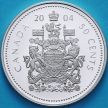 Монета Канада 50 центов 2004 год. Серебро. Пруф