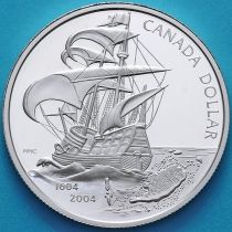 Канада 1 доллар 2004 год. Первое французское поселение в Америке. Серебро. Пруф.