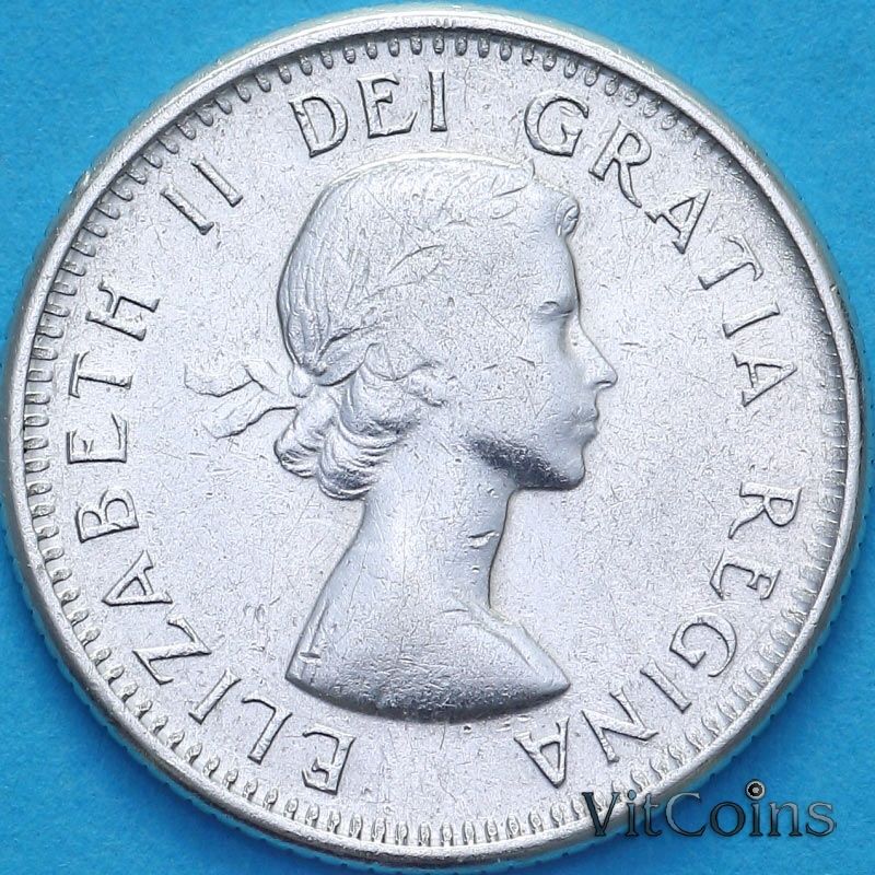 Монета Канада 10 центов 1963 год.