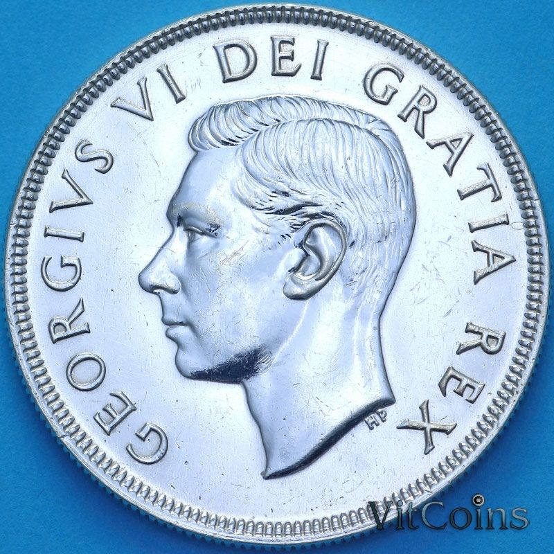 Монета Канада 1 доллар 1949 год. Присоединение Ньюфаундленда. Серебро. №2