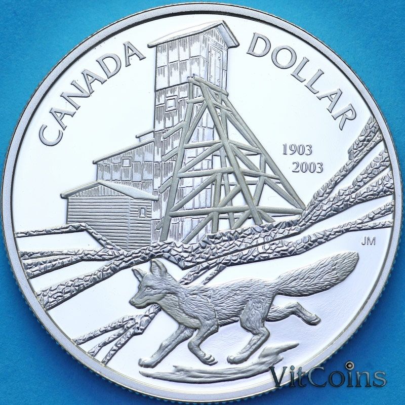 Монета Канада 1 доллар 2003 год. 100 лет добыче кобальта. Пруф.