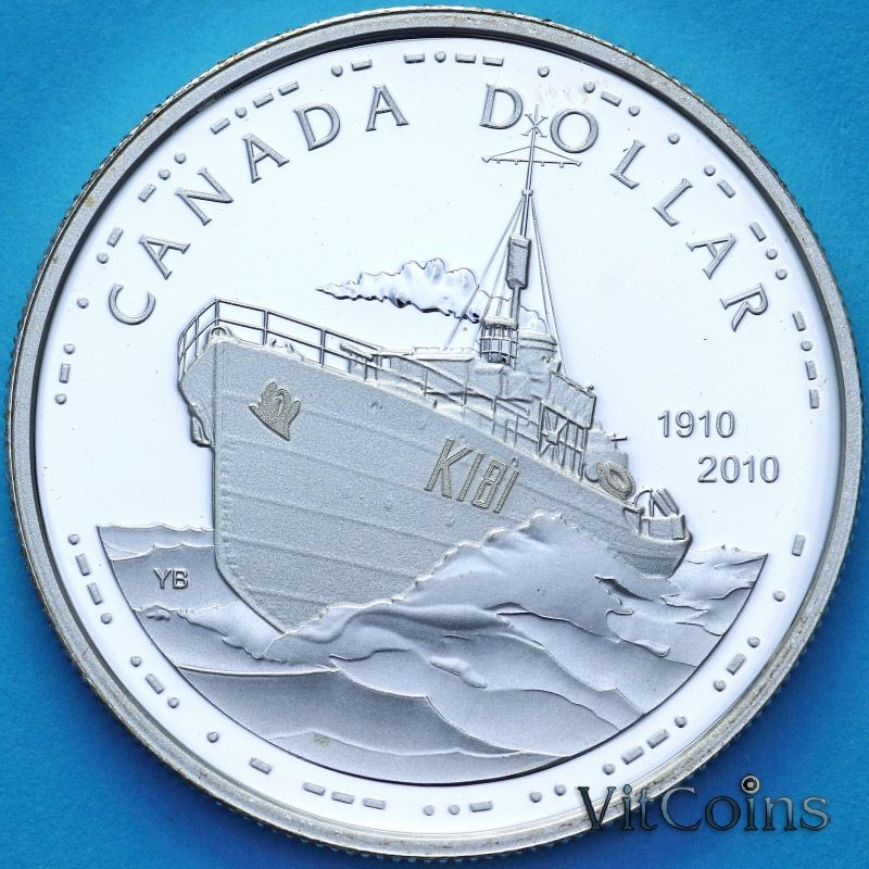 Монета Канада 1 доллар 2010 год. 100 лет канадским ВМФ. Пруф.