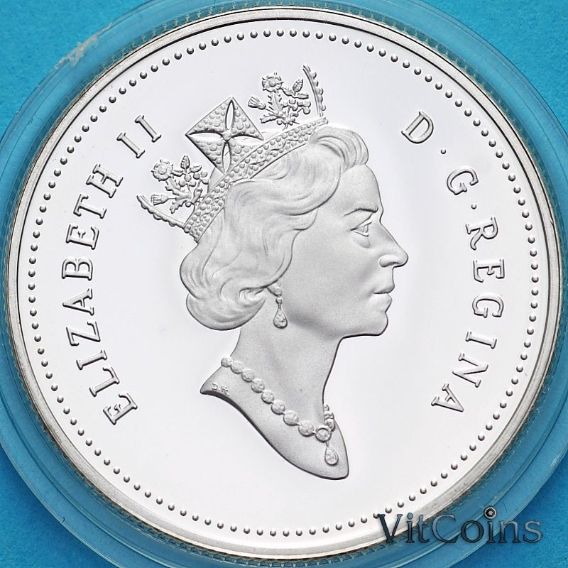 Монета Канада 50 центов 1996 год. Серебро. Пруф. Детеныши Барибала