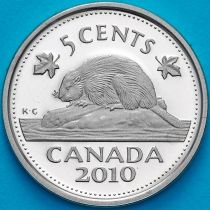 Канада 5 центов 2010 год. Серебро. Пруф.