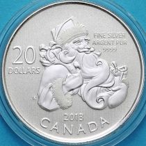 Канада 20 долларов 2013 год. Санта Клаус. Серебро. Пруф.