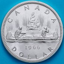 Канада 1 доллар 1966 год. Каноэ. Серебро.