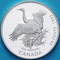Канада 50 центов 1995 год. Серебро. Пруф. Американский журавль