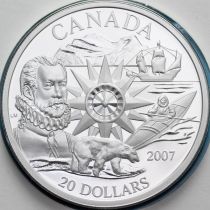 Канада 20 долларов 2007 год. Международный полярный год. Серебро. Пруф.