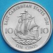 Монета Восточные Карибские Территории 10 центов 1981 год.