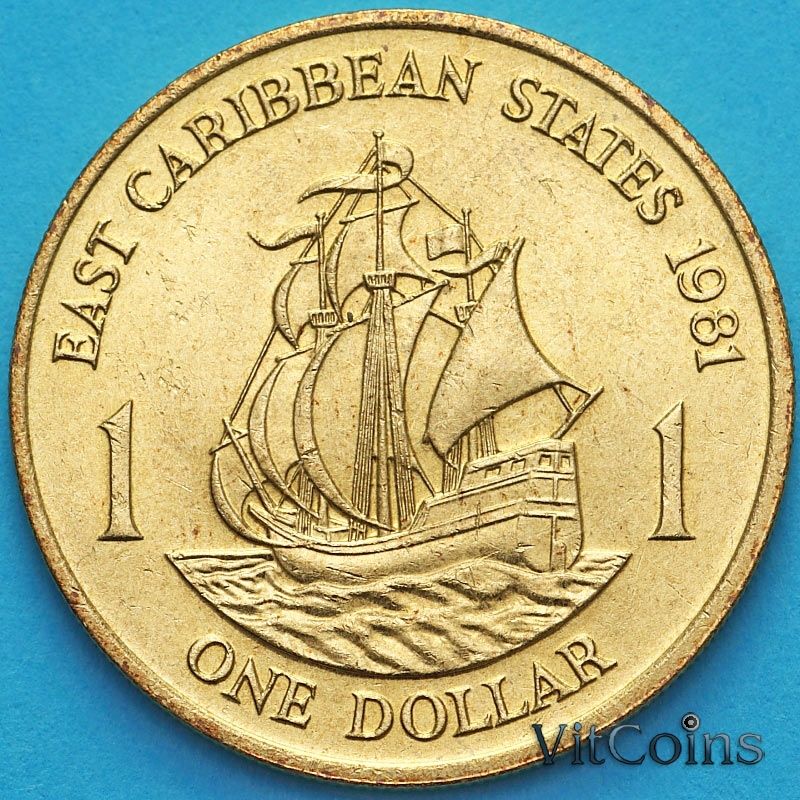 Монета Восточные Карибы 1 доллар 1981 год.