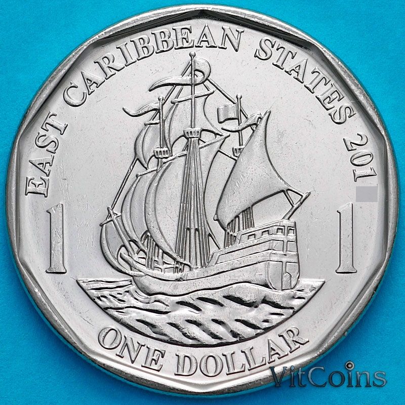 Монета Восточные Карибы 1 доллар 2012 год.