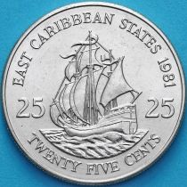 Восточные Карибы 25 центов 1981 год