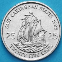 Восточные Карибы 25 центов 1986 год