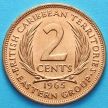 Монета Британских Карибских Территорий 2 цента 1965 год. UNC.