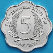 Восточные Карибские Территории 5 центов 1981 год.