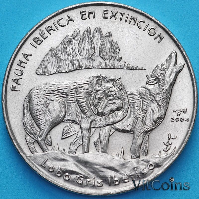 Монета Куба 1 песо 2004 год. Серые волки