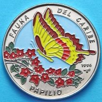 Куба 1 песо 1996 год. Бабочка парусник. Эмаль