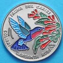 Куба 1 песо 1996 год. Карибский колибри. Эмаль