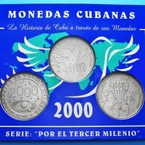 Куба набор 3 монеты 1 песо 2000 год. Миллениум.
