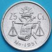 Монета Мексика 25 сентаво 1951 год. Серебро.