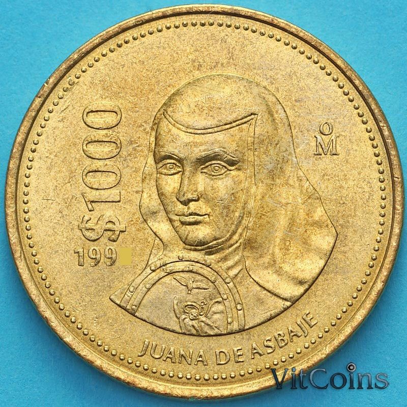 Монета Мексика  1000 песо 1990 год. Хуана Инес де ла Крус.